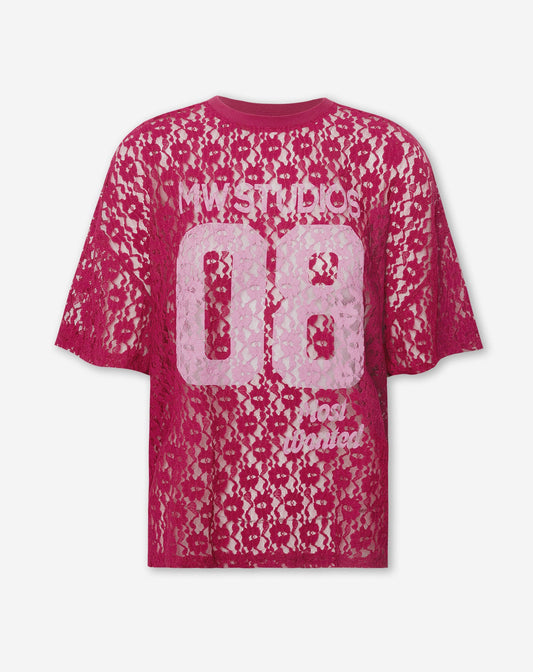 LACE STUDIO OVERSIZED TEE CHERRY