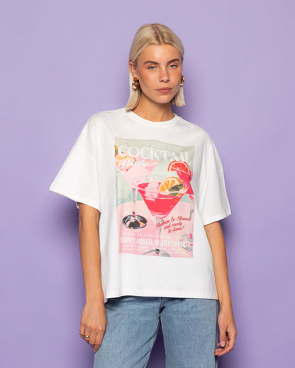 COCKTAIL PARTY OVERSIZED TEE CRÈME