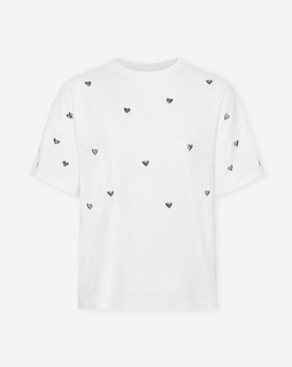 HEART STUD OVERSIZED TEE CRÈME