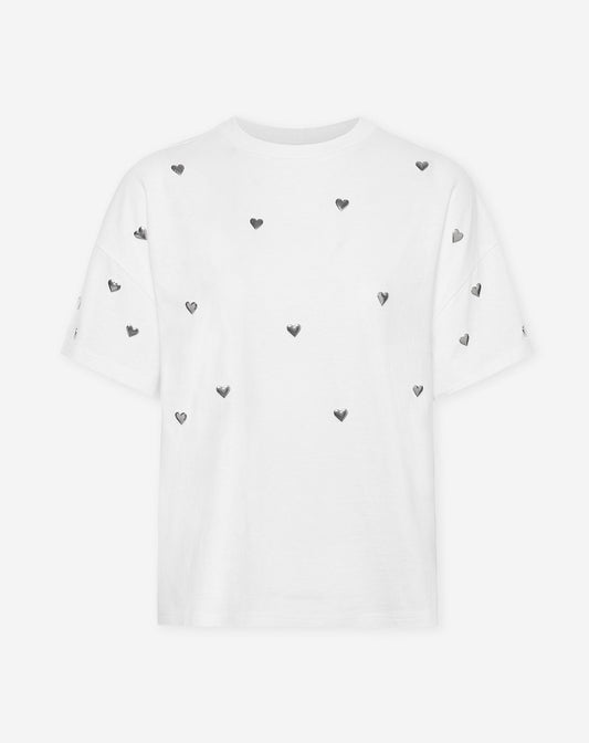 HEART STUD OVERSIZED TEE CRÈME