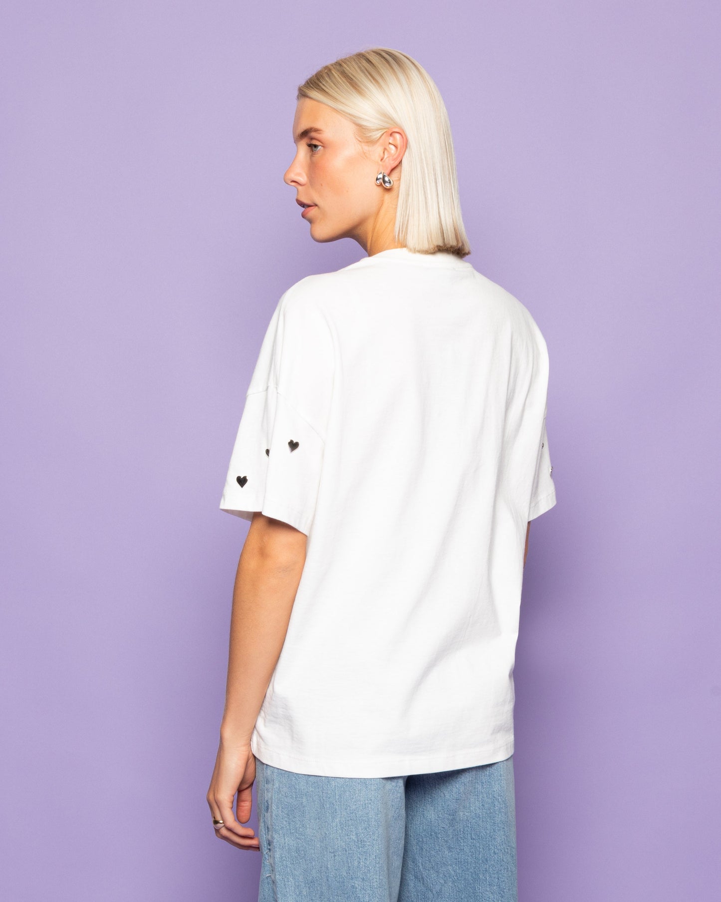 HEART STUD OVERSIZED TEE CRÈME