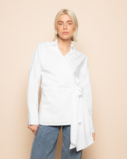 JANE WRAP BLOUSE CRÈME