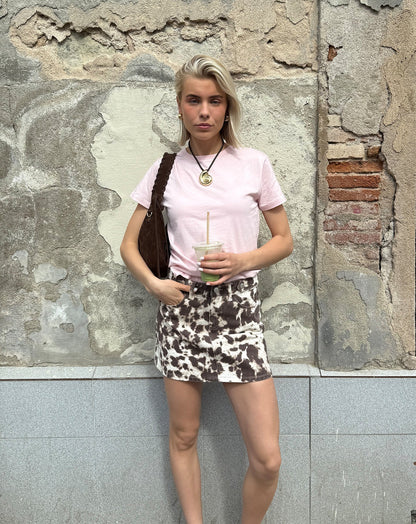 COW DENIM SKIRT BRUIN
