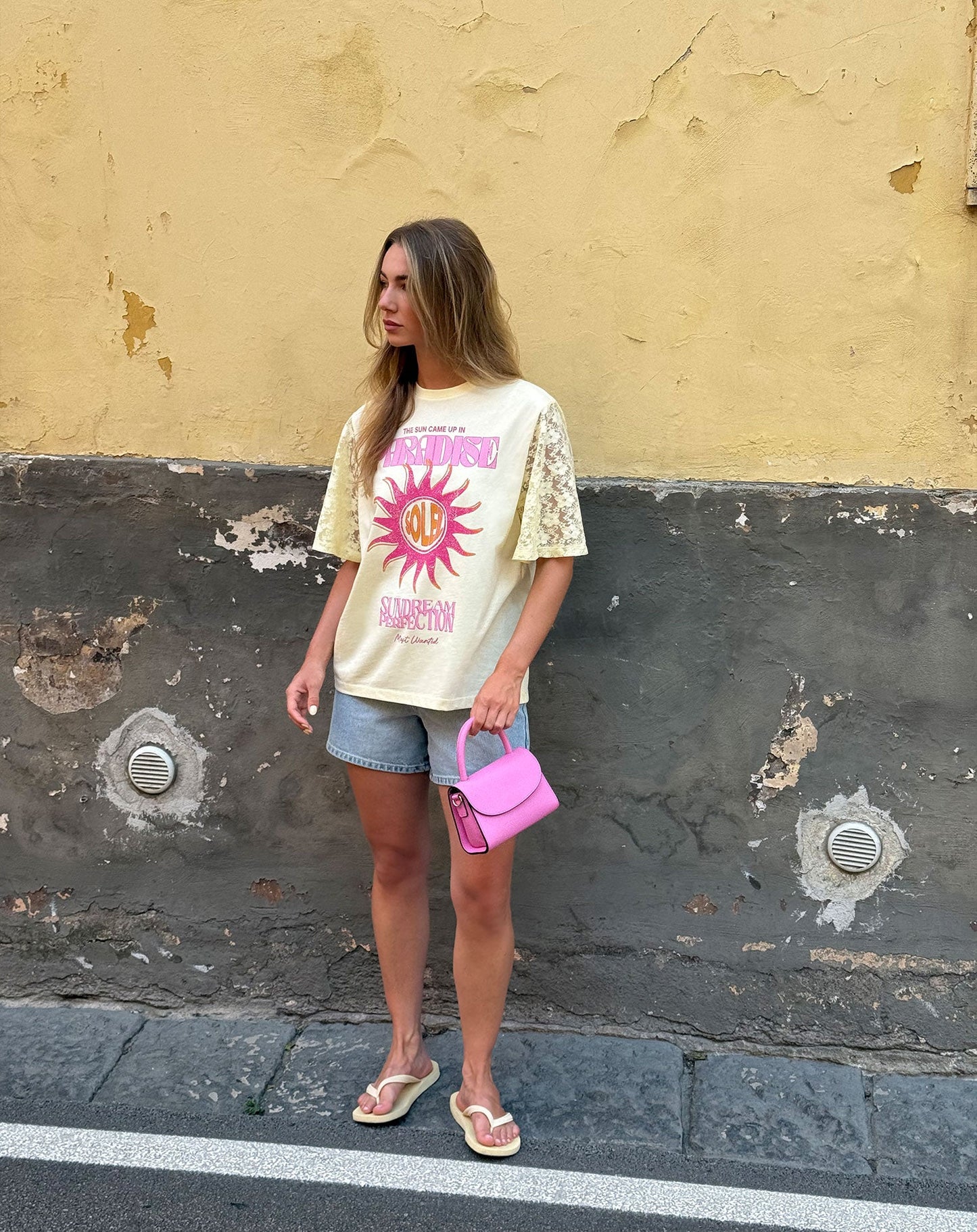SUNDREAM LACE SLEEVE TEE BOTERGEEL