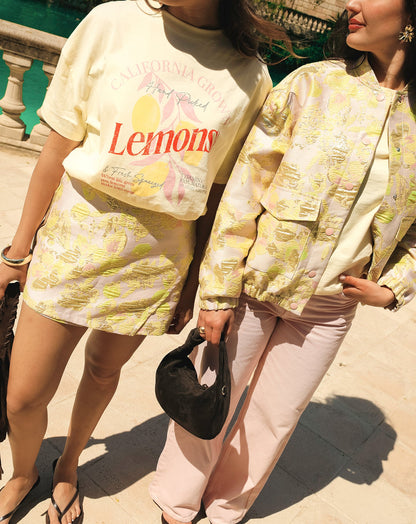 FLOWER JACQUARD BOMBER LICHTGEEL