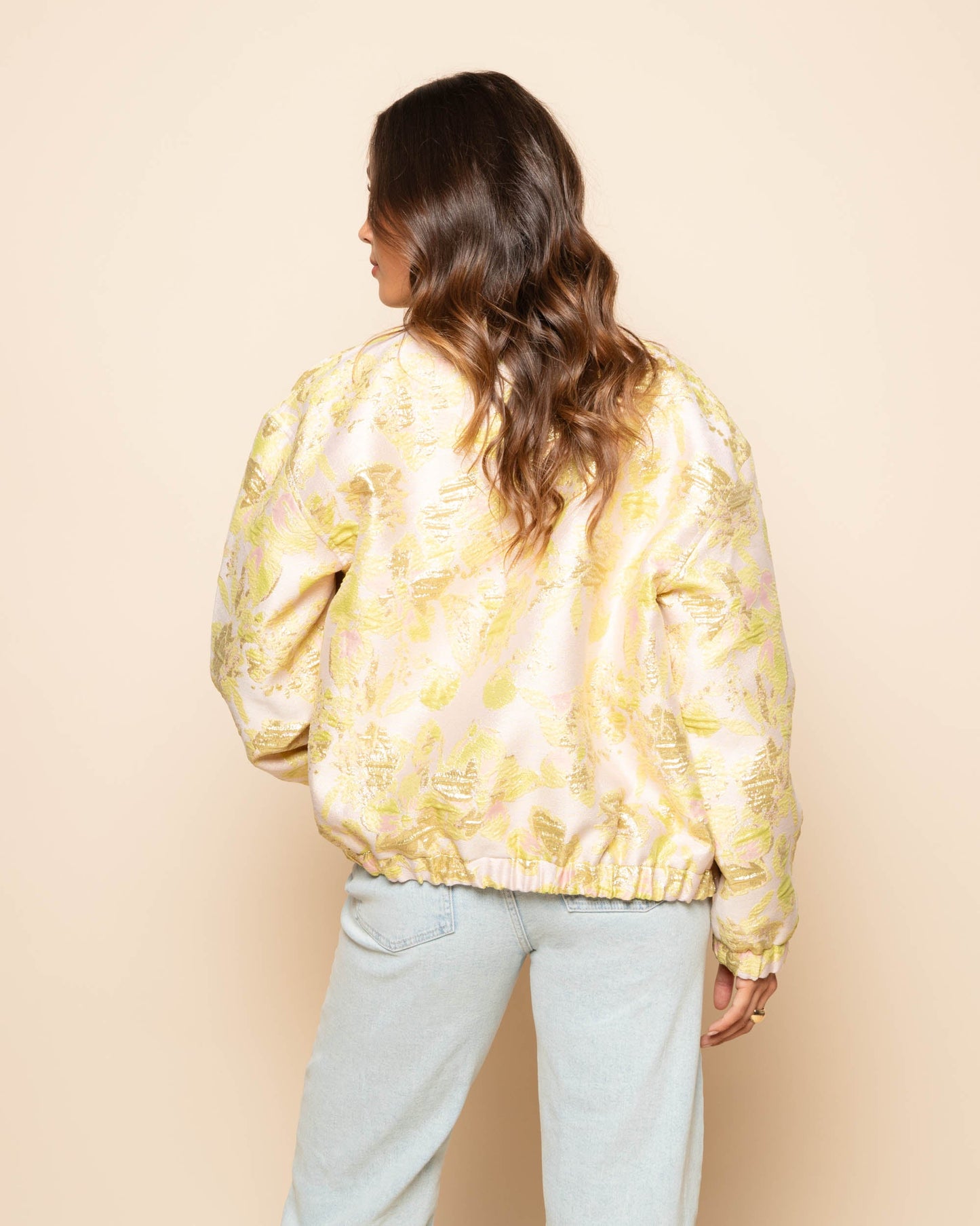 FLOWER JACQUARD BOMBER LICHTGEEL