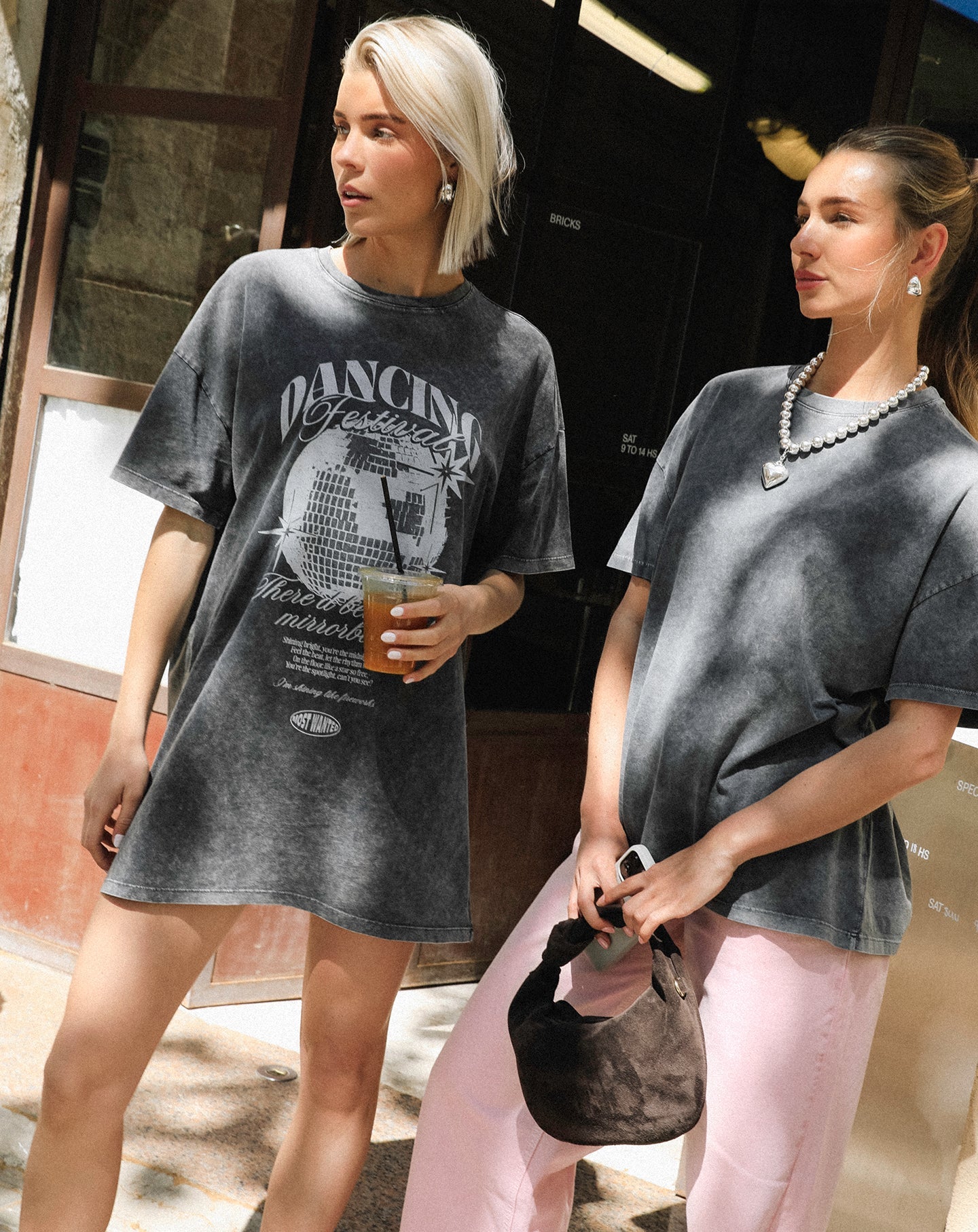 FESTIVAL TEE DRESS ACID GRIJS