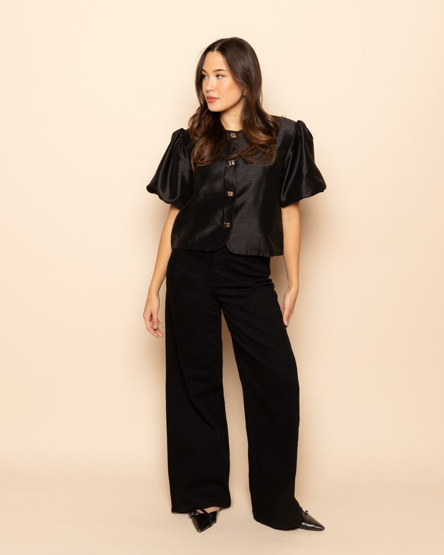 COMFORT WIDE LEG JEANS ZWART