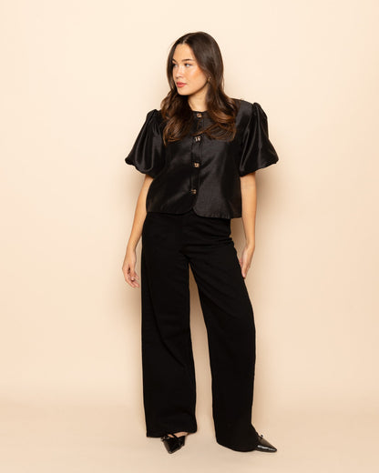 COMFORT WIDE LEG JEANS ZWART
