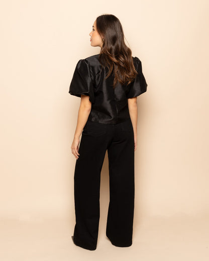 COMFORT WIDE LEG JEANS ZWART