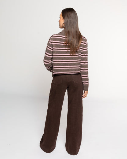 STRIPE KNITTED POLO ROZE