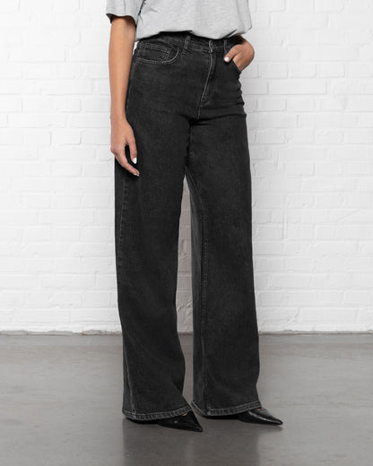 COMFORT WIDE LEG JEANS DONKERGRIJS