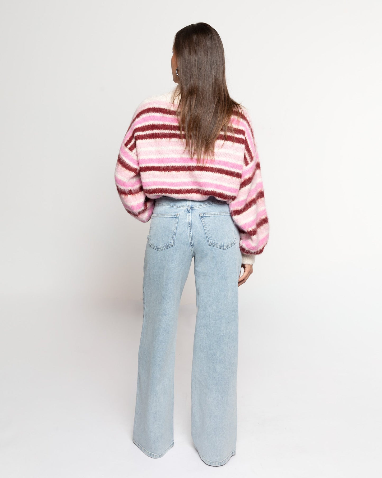 HAIRY STRIPE KNIT ROZE