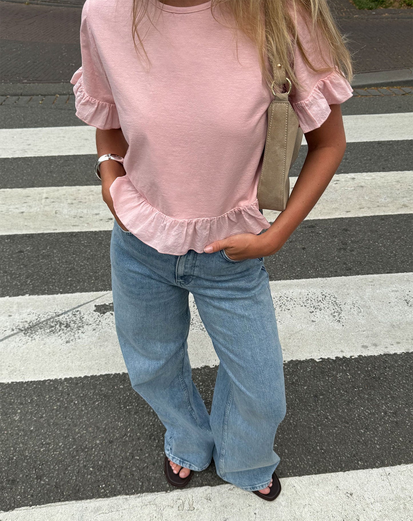 COMFORT WIDE LEG JEANS MID BLAUW