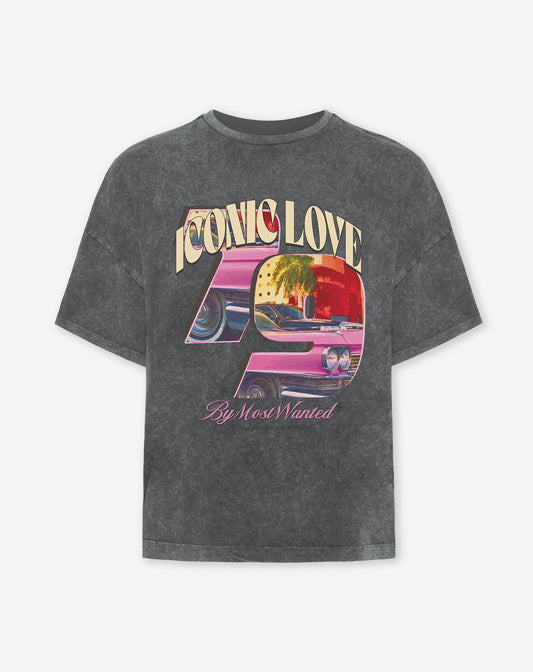 ICONIC LOVE OVERSIZED TEE ACID LICHTGRIJS