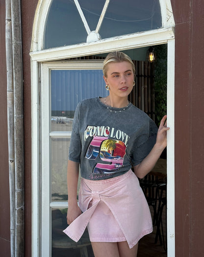 ICONIC LOVE OVERSIZED TEE ACID LICHTGRIJS