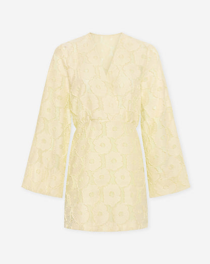 FLUFFY FLOWER JACQUARD KIMONO DRESS BOTERGEEL