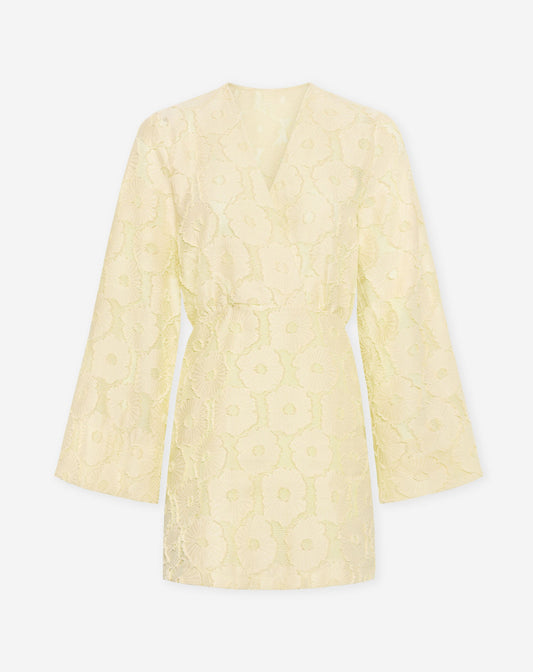 FLUFFY FLOWER JACQUARD KIMONO DRESS BOTERGEEL