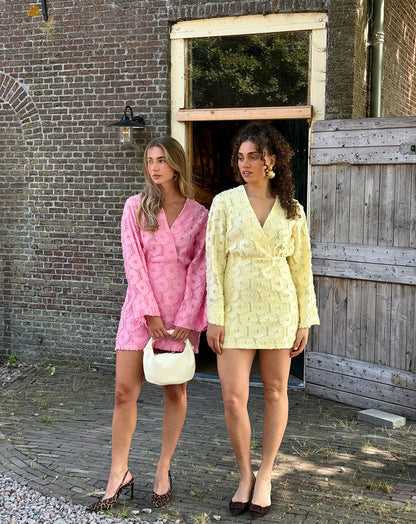 FLUFFY FLOWER JACQUARD KIMONO DRESS BOTERGEEL