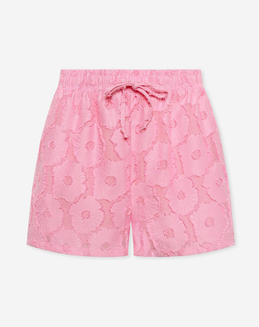 FLUFFY FLOWER JACQUARD SHORTS ROZE