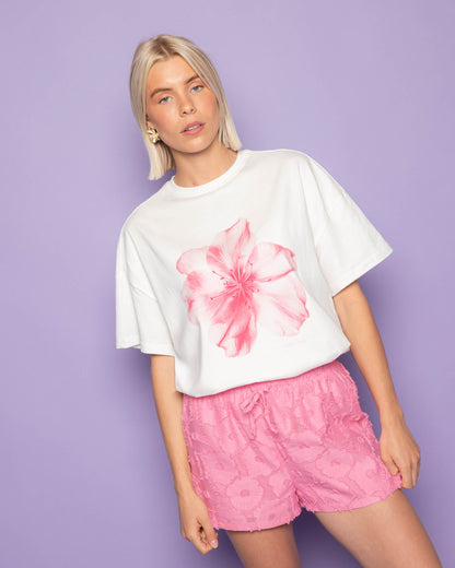 FLUFFY FLOWER JACQUARD SHORTS ROZE