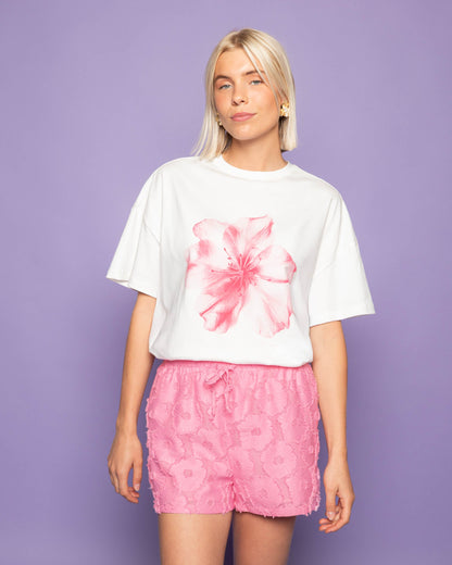 FLUFFY FLOWER JACQUARD SHORTS ROZE