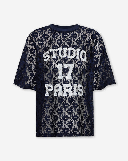 LACE STUDIO PARIS OVERSIZED TEE MARINEBLAUW