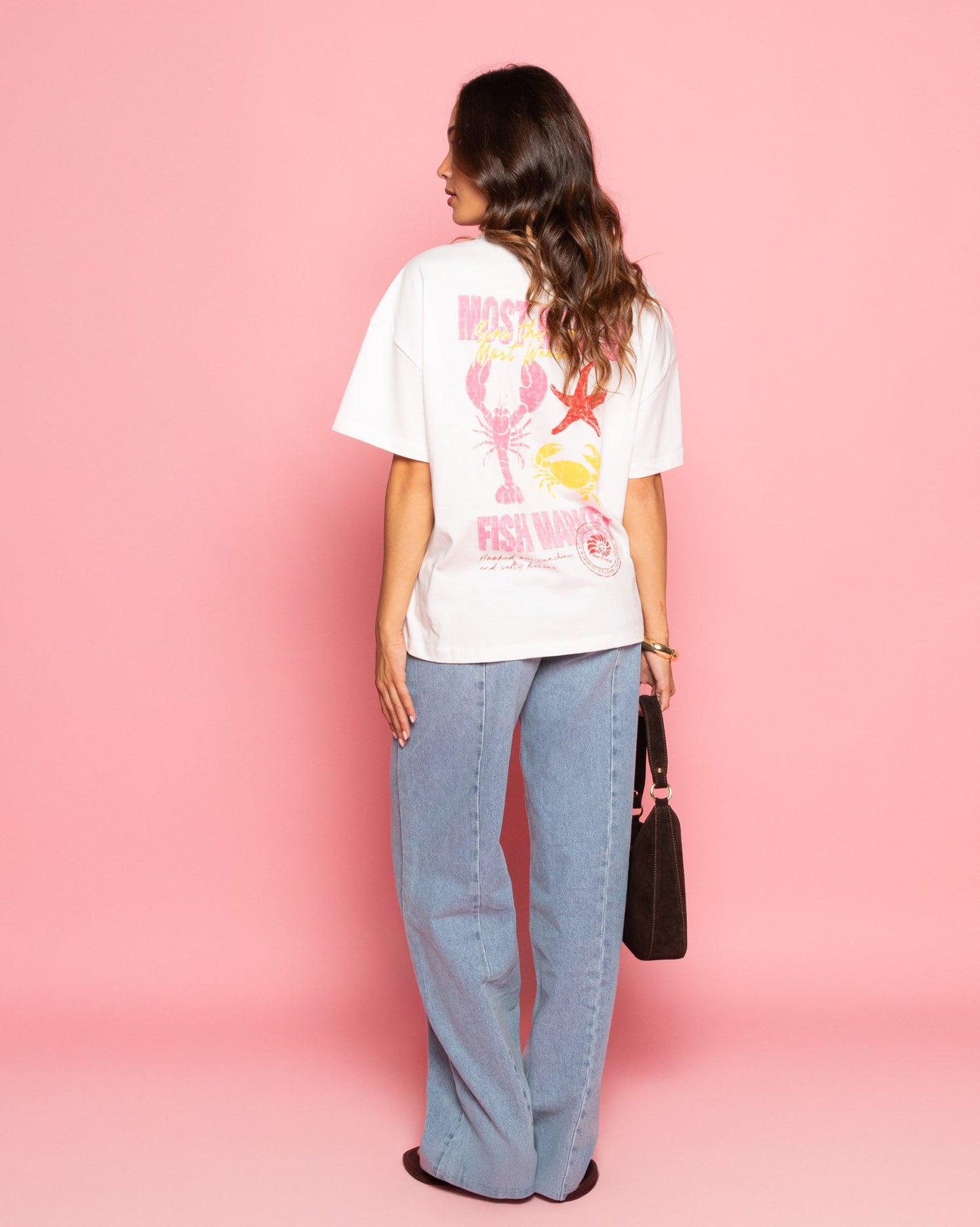 SEAM WIDE LEG JEANS LICHTBLAUW