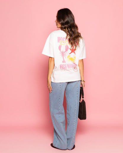 SEAM WIDE LEG JEANS LICHTBLAUW