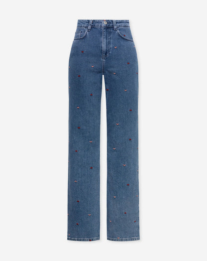 HEART MIX BOOTCUT JEANS ROOD