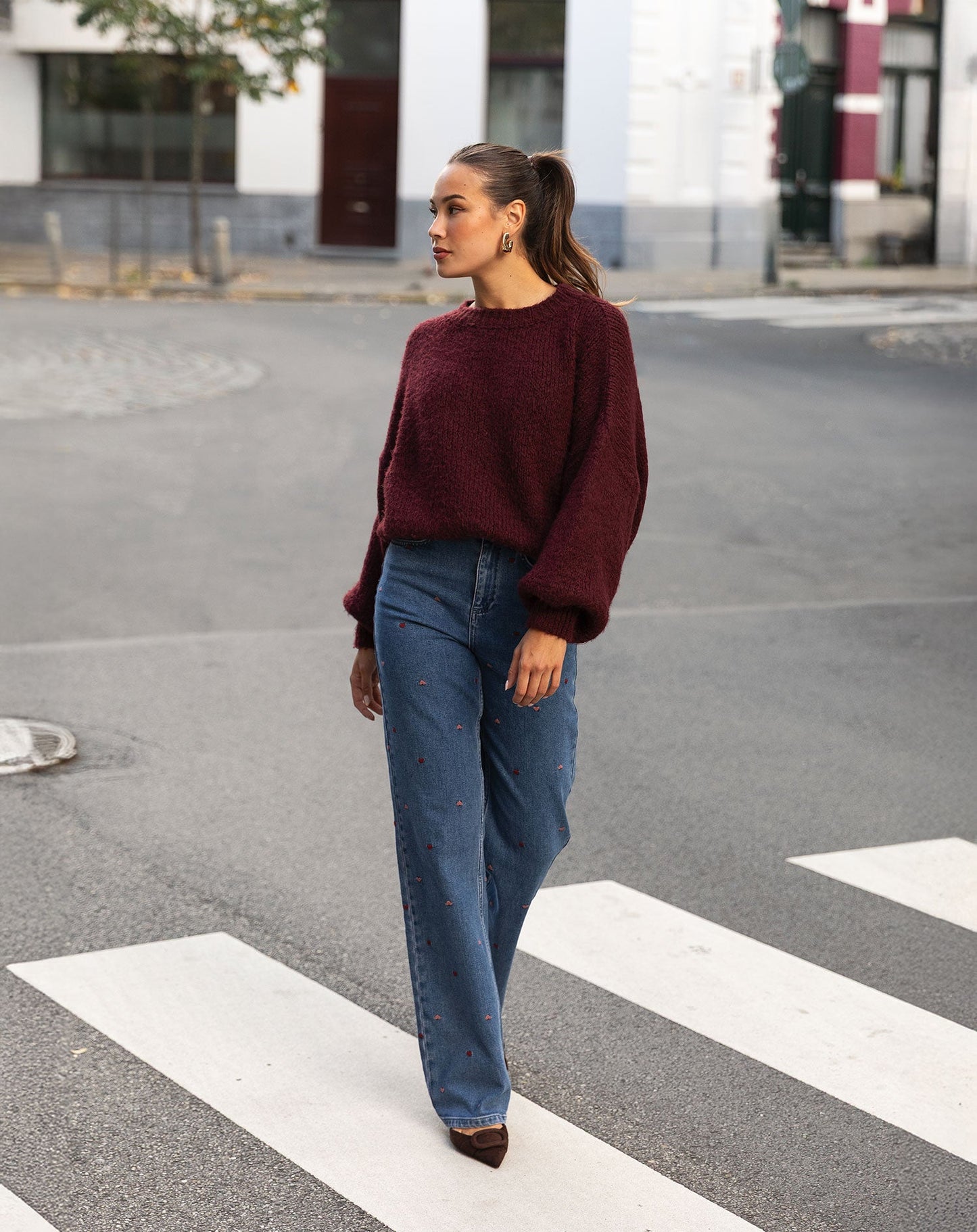 HEART MIX BOOTCUT JEANS ROOD