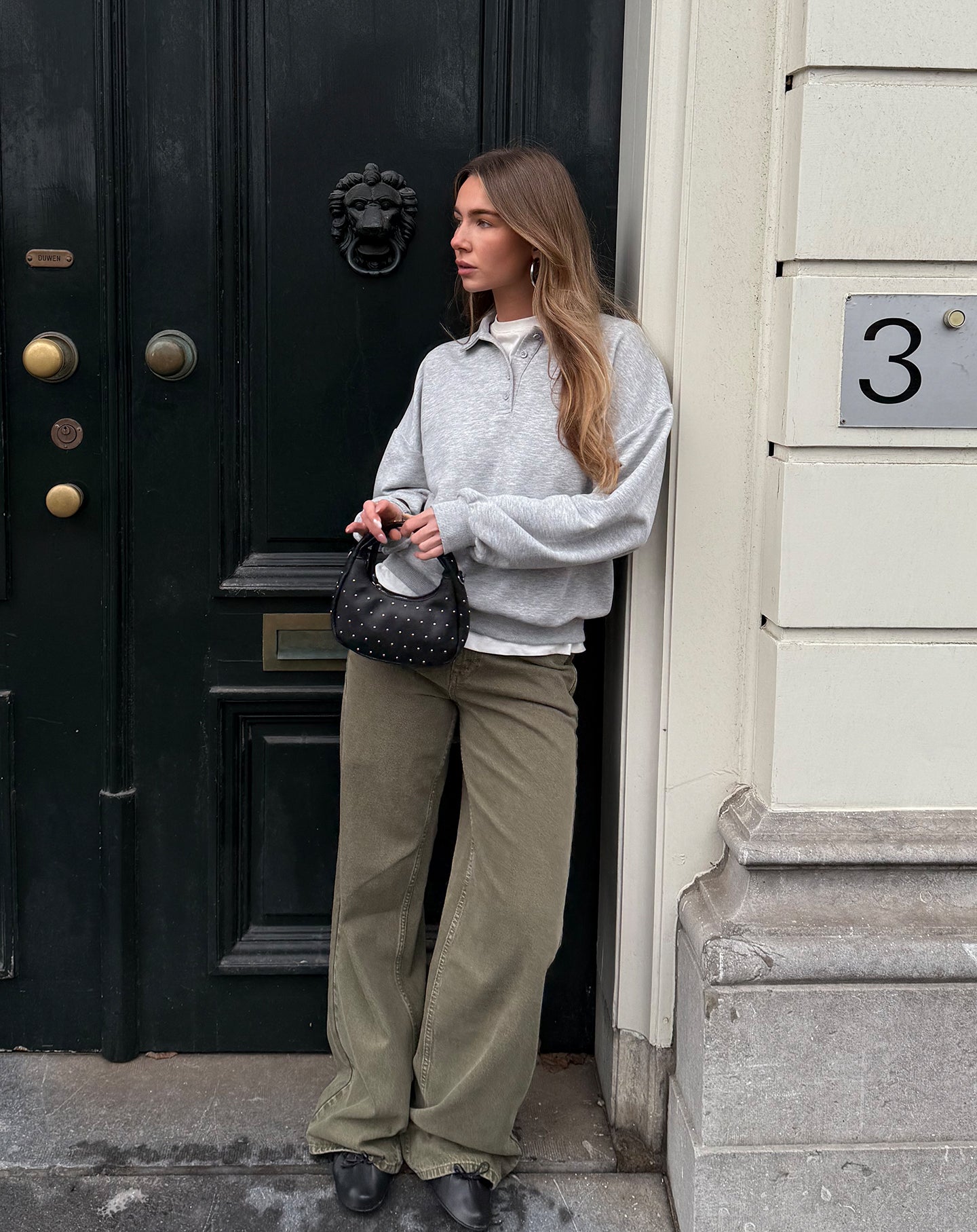 SIERRA WIDE LEG JEANS OLIJFGROEN