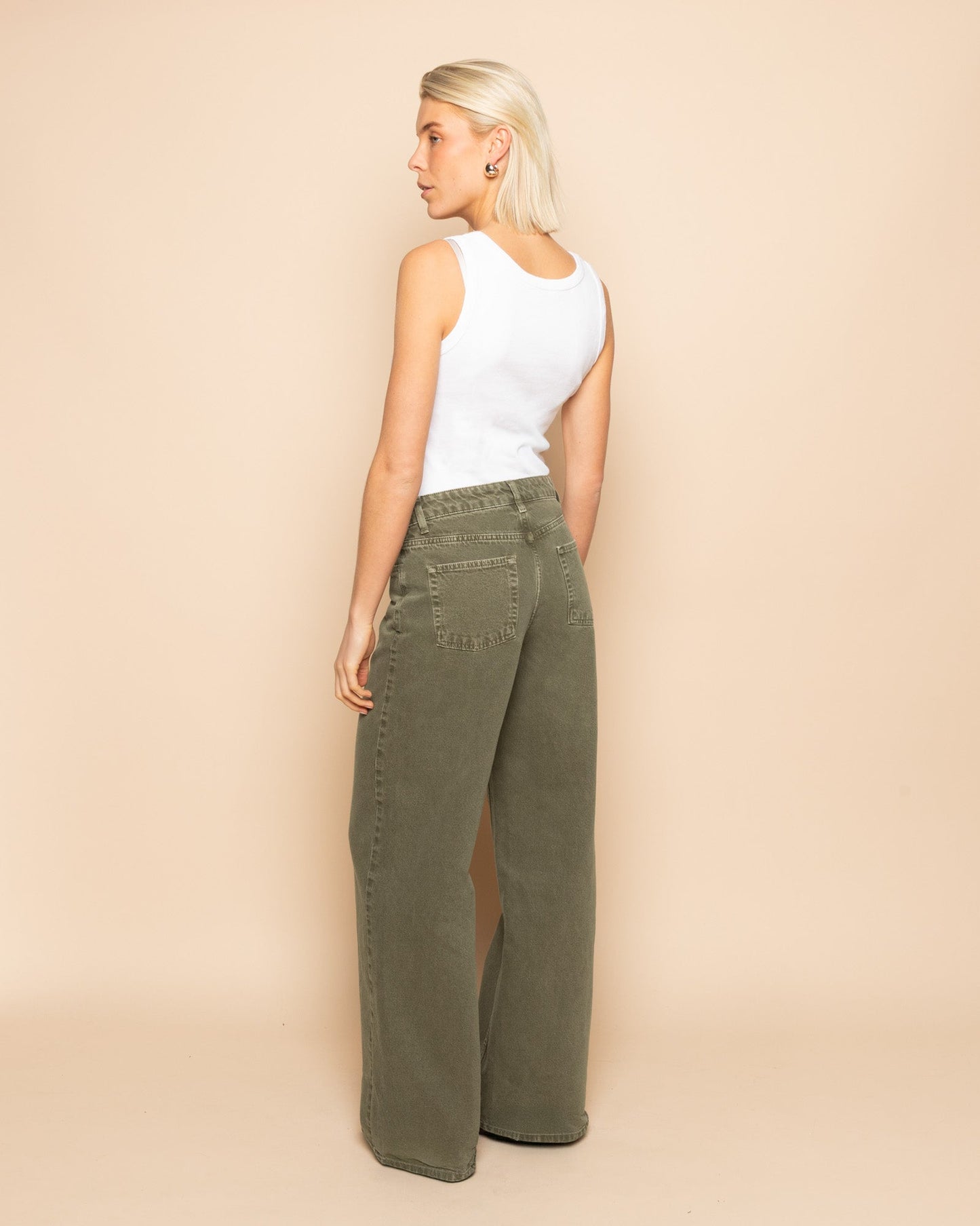 SIERRA WIDE LEG JEANS OLIJFGROEN