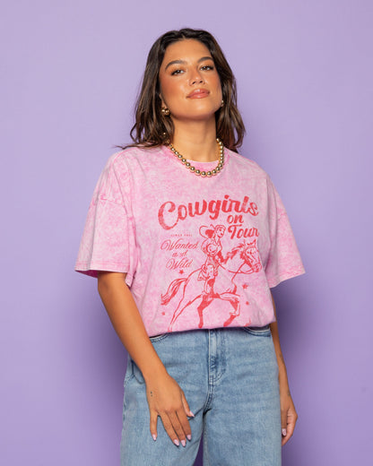 COWGIRLS OVERSIZED TEE ACID ROZE