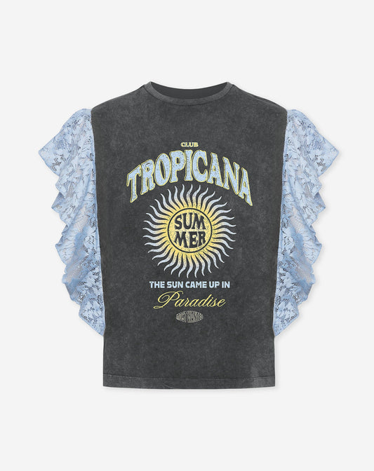TROPICANA LACE ACID TEE BLAUW