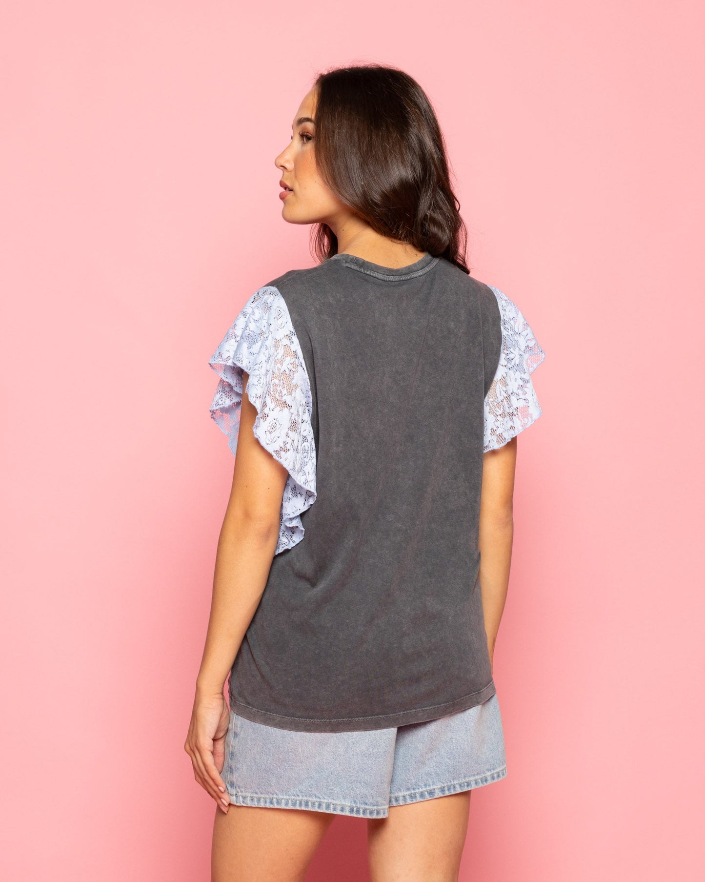 TROPICANA LACE ACID TEE BLAUW