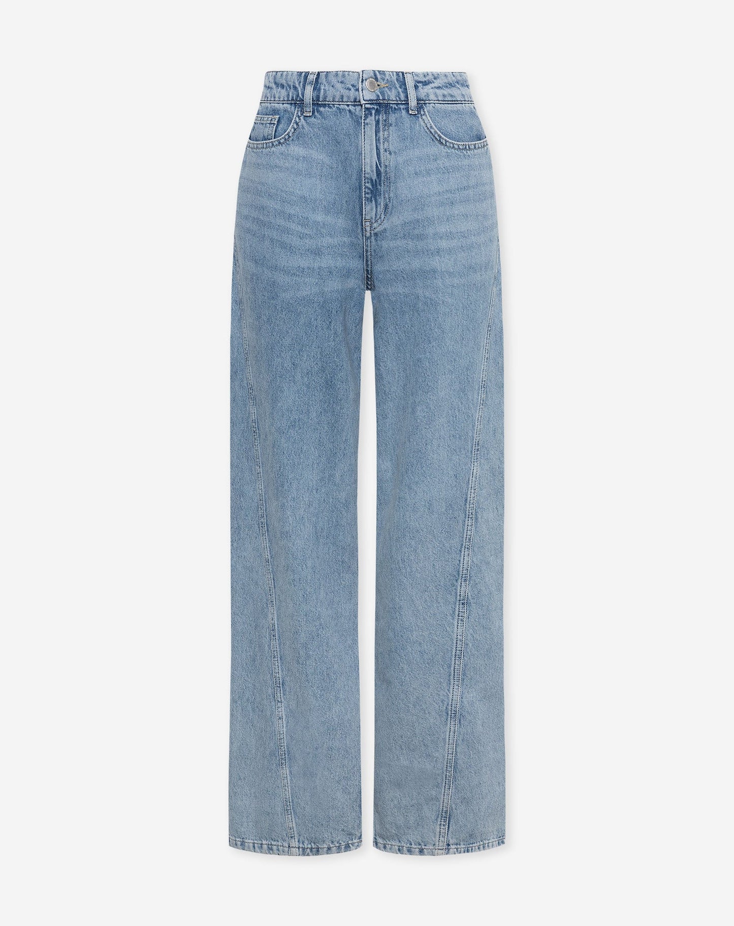 SIDE SEAM WIDE LEG JEANS MID BLAUW