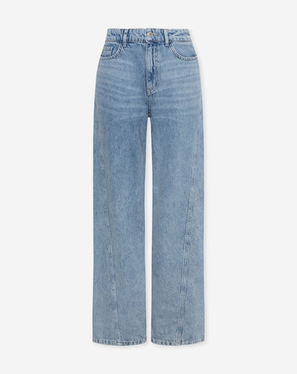 SIDE SEAM WIDE LEG JEANS MID BLAUW