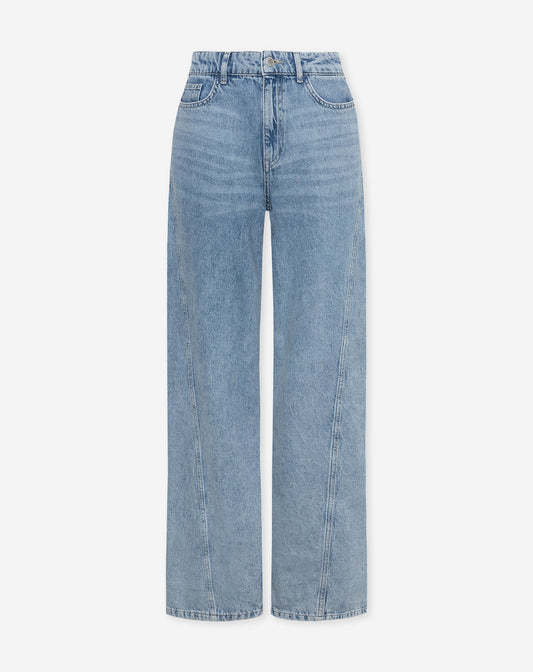 SIDE SEAM WIDE LEG JEANS MID BLAUW