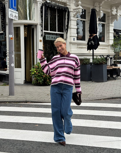 STRIPED SWEATER POLO BURGUNDY