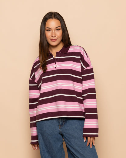 STRIPED SWEATER POLO BURGUNDY