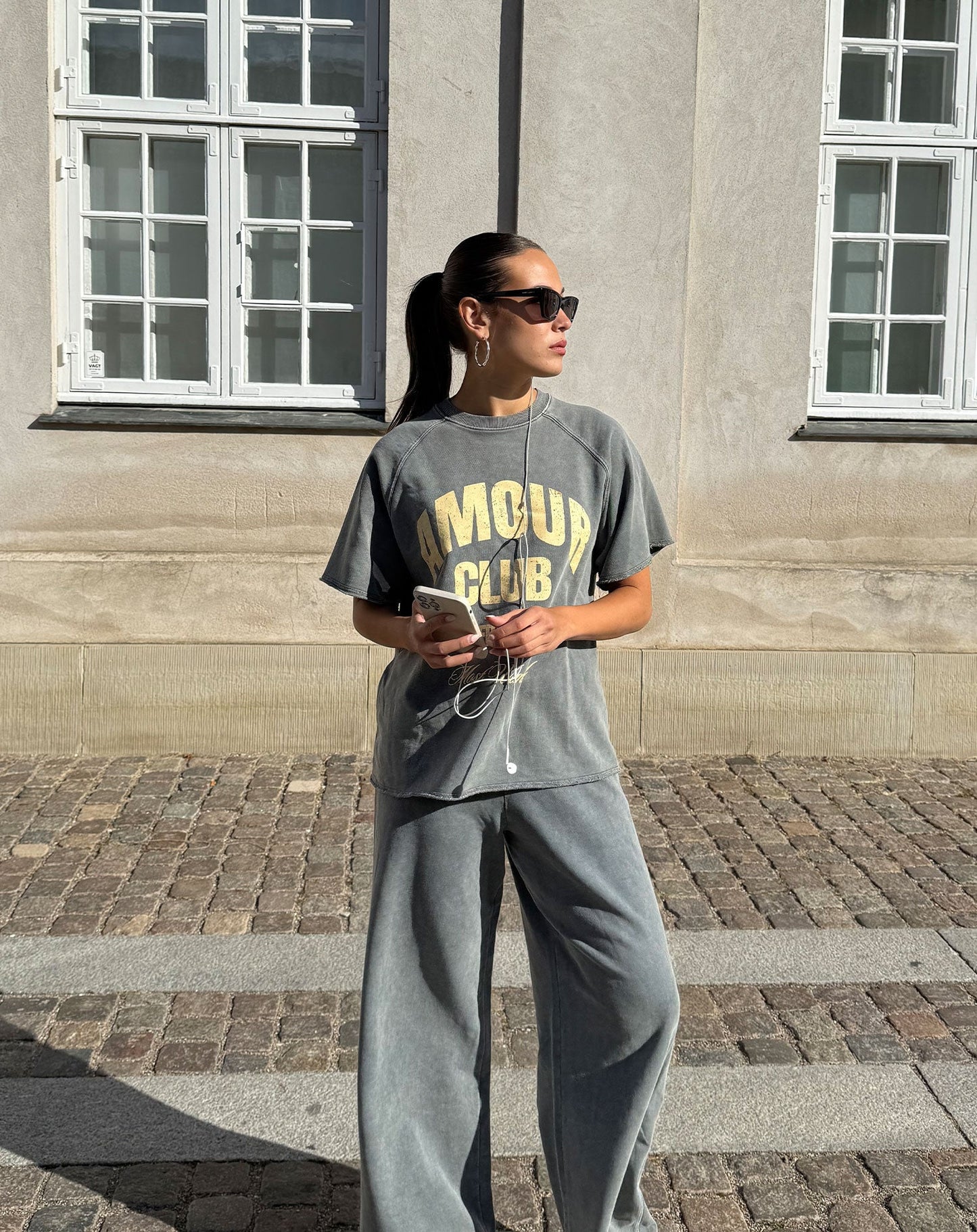 AMOUR SHORT SLEEVE SWEATER ACID GRIJS