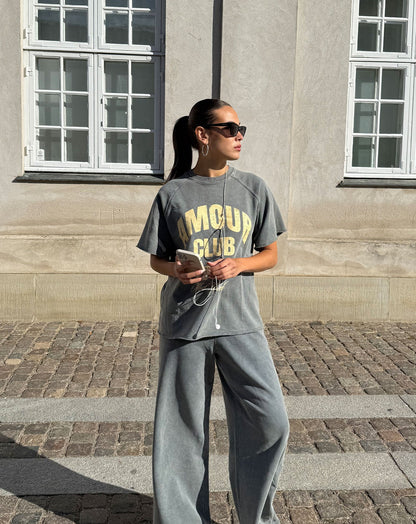 WIDE LEG SWEAT PANTS ACID GRIJS
