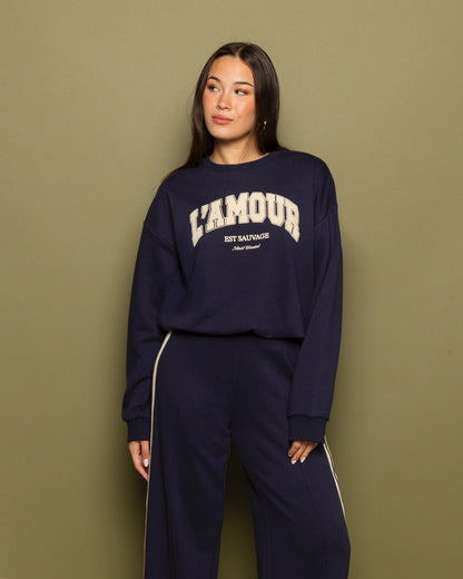WIDE LEG TAPE SWEAT PANTS TALL MARINEBLAUW