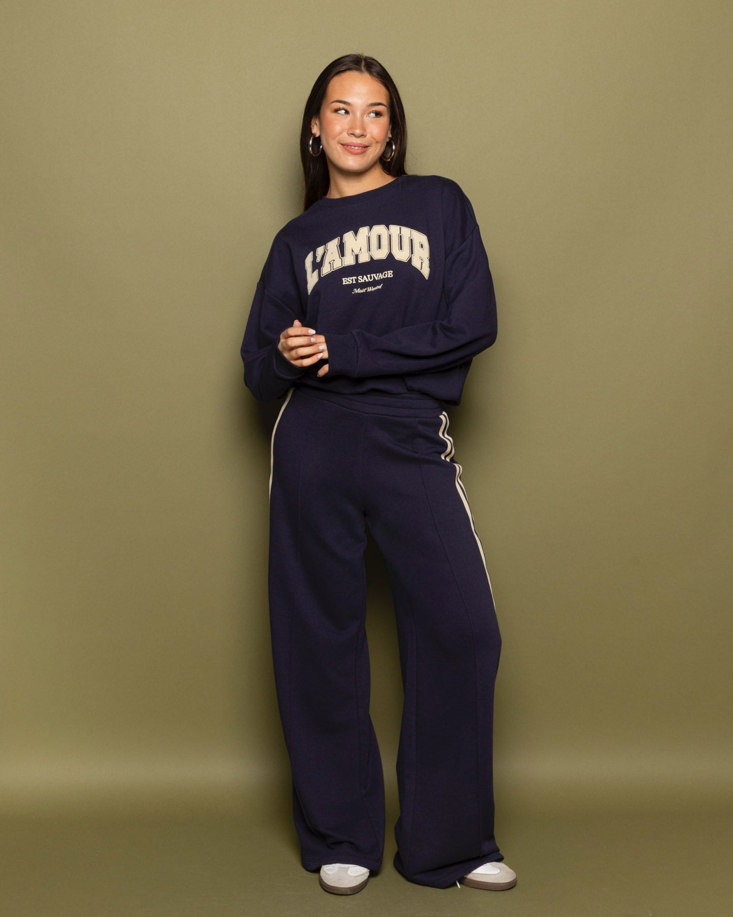 WIDE LEG TAPE SWEAT PANTS TALL MARINEBLAUW