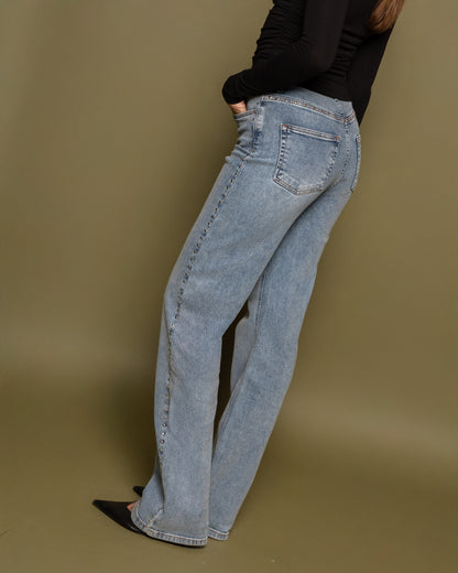 STUD BOOTCUT JEANS BLAUW