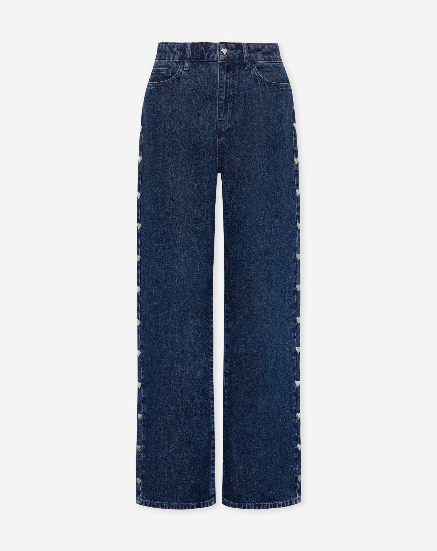 STUD HEART WIDE LEG JEANS DONKERBLAUW