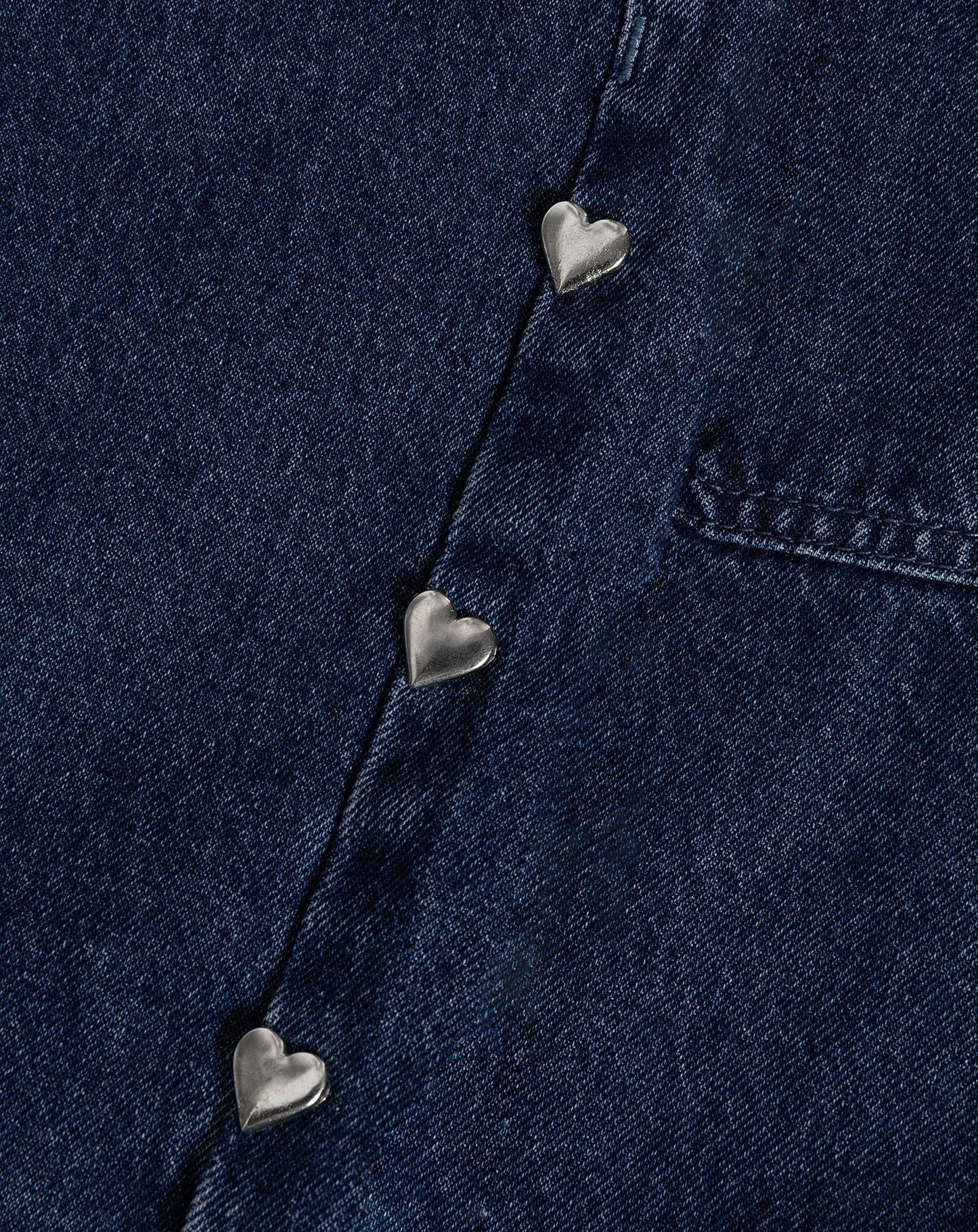 STUD HEART WIDE LEG JEANS DONKERBLAUW