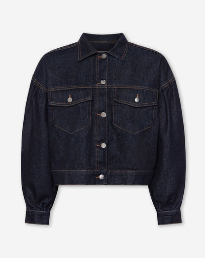 DENIM BALLOON JACKET DONKERBLAUW