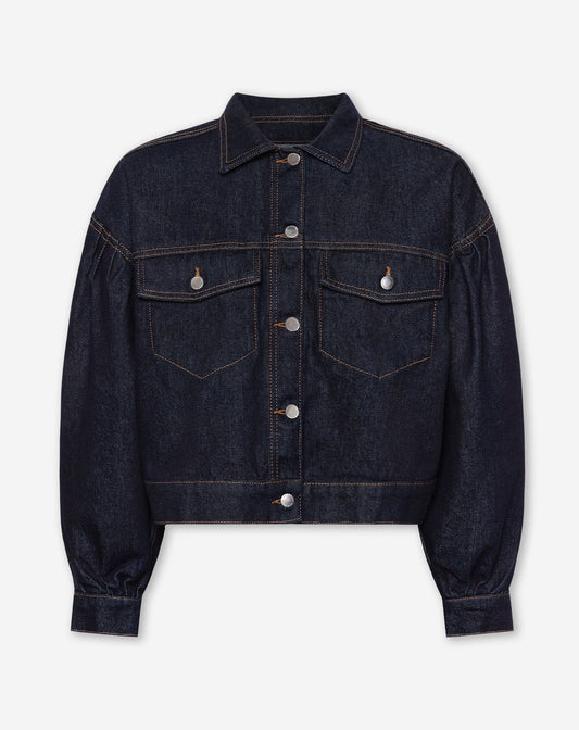 DENIM BALLOON JACKET DONKERBLAUW
